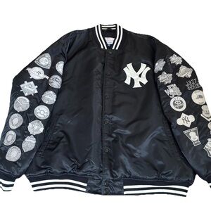 Vintage New York Yankees World Series Champions Bomber Jacket Patches Black